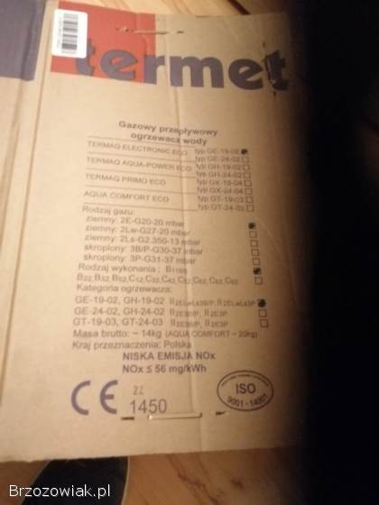 Gazowy przepływowy ogrzewacz wody firmy TERMET