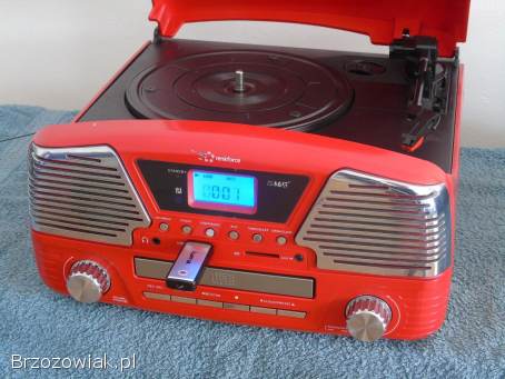 Gramofon z radiem USB SD mp3 AUX i głośniki.  DOSTAWA.