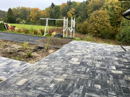 UKŁADANIE KOSTKI,  PODJAZDY,  OGRODZENIA,  PRACE KOPARKĄ