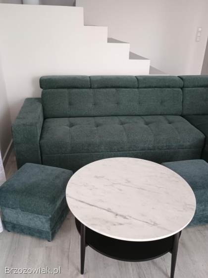 Narożnik z funkcją spania i pojemnikiem na pościel