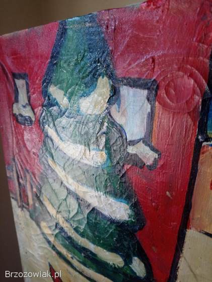 Obraz ręcznie malowany – scena zimowa – unikat