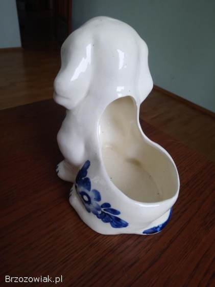 Piesek ceramiczny,  ręcznie malowany PRL