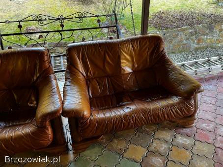 Komplet wypoczynkowy skórzany 3-2-1