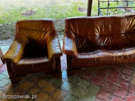 Komplet wypoczynkowy skórzany 3-2-1