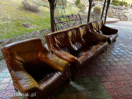 Komplet wypoczynkowy skórzany 3-2-1