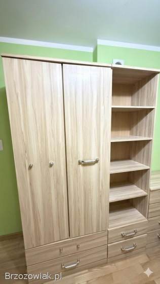 Komplet mebli młodzieżowych Szafa,  Regał,  Biurko,  Łóżko + Materac Jasny Dąb