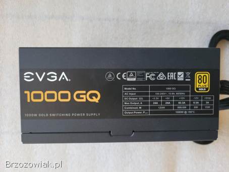 Zasilacz Atx Evga 1000 Gq 1000W 80+ Gold(W) (U) (1000Gq)