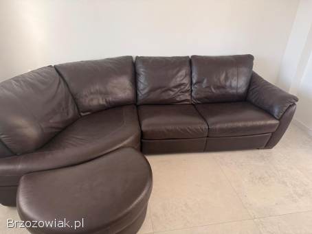 Narożnik sofa kanapa brąz skóra
