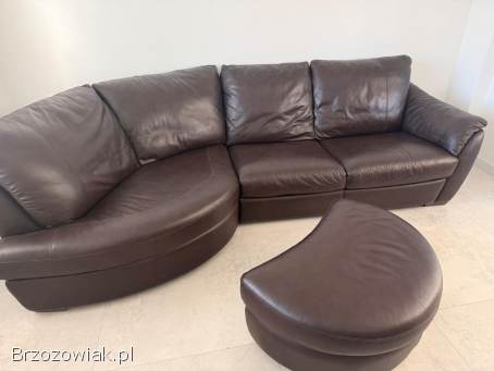 Narożnik sofa kanapa brąz skóra