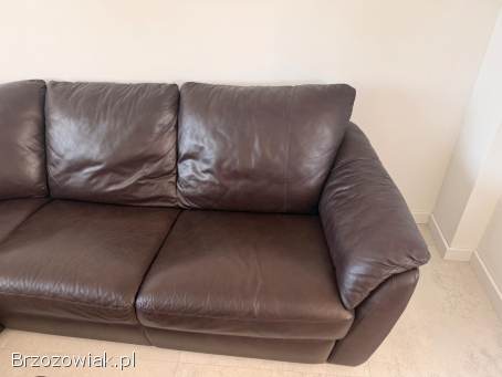 Narożnik sofa kanapa brąz skóra