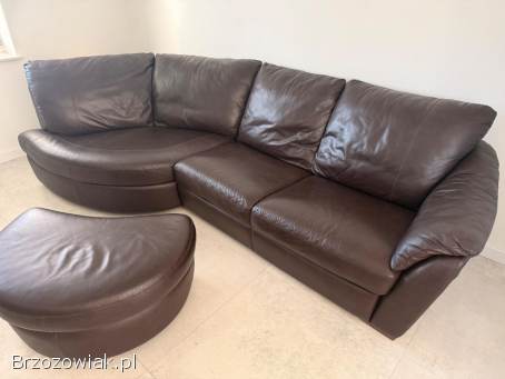 Narożnik sofa kanapa brąz skóra
