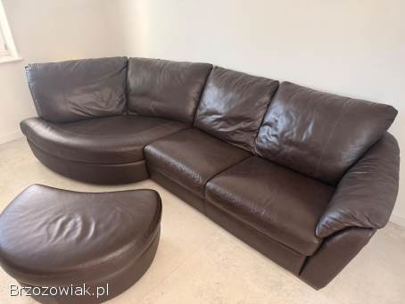 Narożnik sofa kanapa brąz skóra