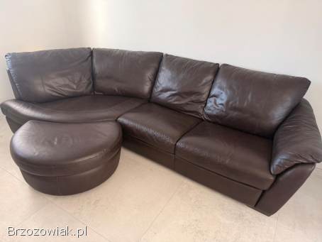 Narożnik sofa kanapa brąz skóra