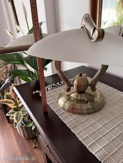 Lampa sufitowa żyrandol mosiądz 3 białe klosze