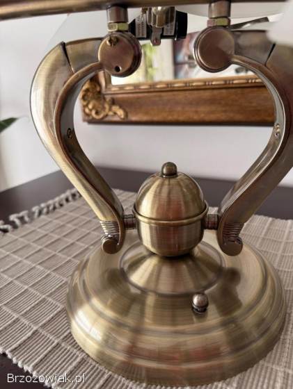 Lampa sufitowa żyrandol mosiądz 3 białe klosze