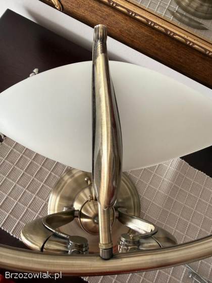 Lampa sufitowa żyrandol mosiądz 3 białe klosze