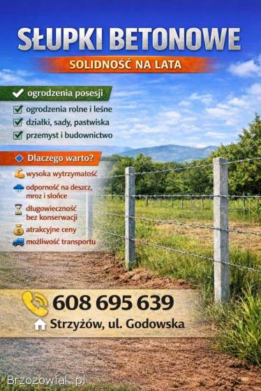 Słupki betonowe,  słupek pod siatkę leśną