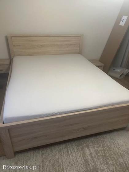 Meble do sypialni dąb Sonoma – łóżko,  komoda,  szafki,  szafa Jysk