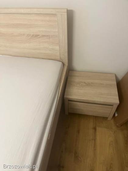 Meble do sypialni dąb Sonoma – łóżko,  komoda,  szafki,  szafa Jysk