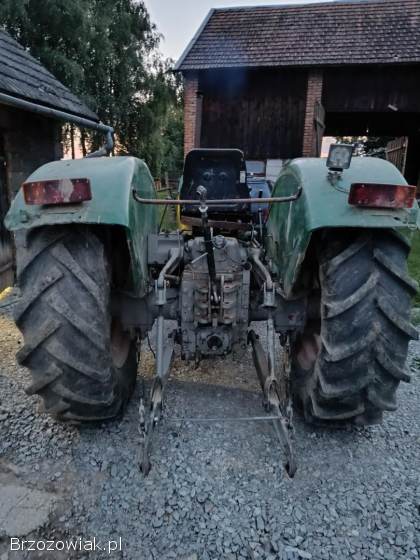 Ciągnik rolniczy Hanomag,  siewnik zbożowy Amazone,  brony,  przyczepa