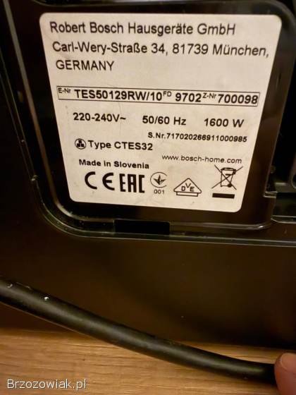 Sprzedam ekspres do kawy BOSCH TES50129RW – w pełni sprawny
