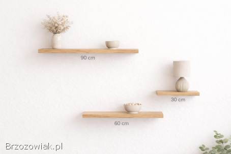 PÓŁKA WISZĄCA ŚCIENNA DĄB CREMONA ZESTAW 3 SZTUK + MOCOWANIA SALON BIURO