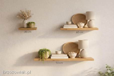 PÓŁKA WISZĄCA ŚCIENNA DĄB ARTISAN ZESTAW 3 SZTUK + MOCOWANIA SALON BIURO