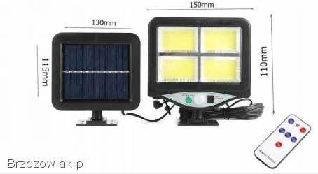 Lampa solarna 128 LED COB czujnik ruchu zmierzchu.