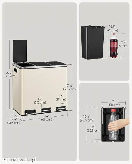 SONGMICS kosz na śmieci kuchenne