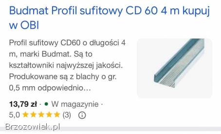 Profile cd 60 pozostalosc po budowie