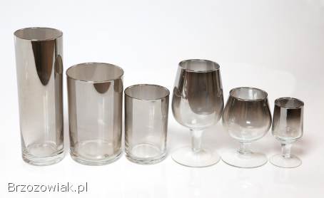 Komplet 36 szt PLATYNA kieliszki szklanki