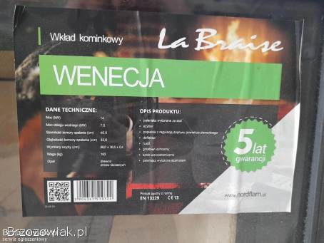 Wkład kominkowy z płaszczem wodnym 14KW