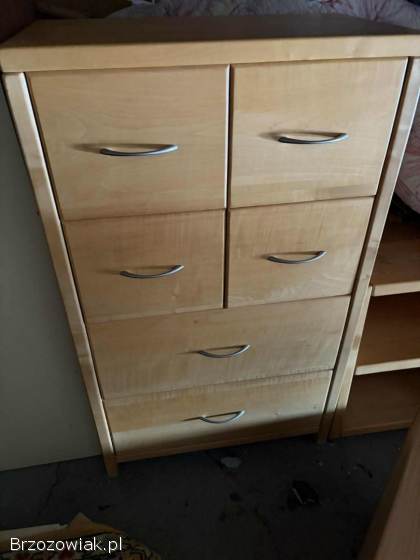 Łóżko 200x140 drewno jesion,  komoda,  kubik