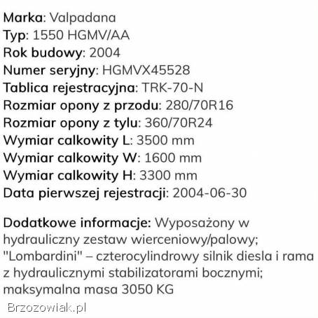 Ciągnik Zestaw Wiertniczy