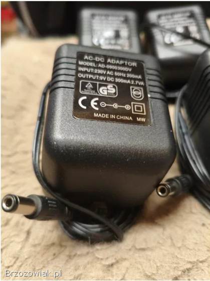 Zasilacz 9v DC 300mA 2.  7VA 5 sztuk