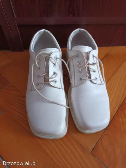 Buty komunijne chłopięce białe Gentleman 36 skóra