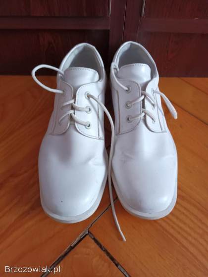 Buty komunijne chłopięce białe rozmiar 32 polska firma Ani-But skóra