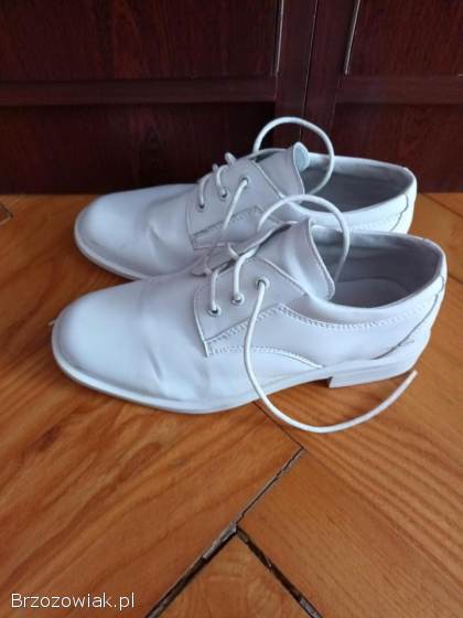 Buty komunijne chłopięce białe rozmiar 32 polska firma Ani-But skóra