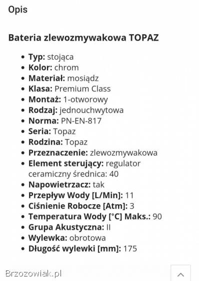 Bateria zlewozmywakowa Armatura Kraków