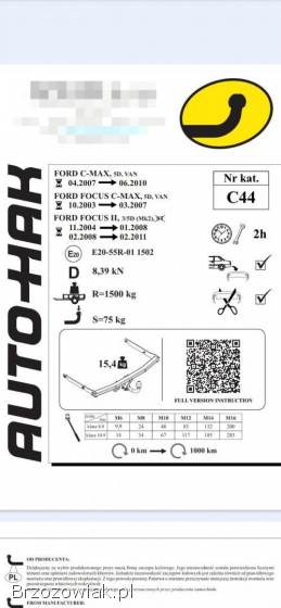 Hak holowniczy Ford Focus/c-max