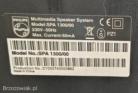 Głośniki komputerowe multimedialne 2-1, ,  PHILIPS SPA 1300-00