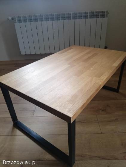Stolik kawowy ława dąb fornir solidny jak nowy loft drewno blat