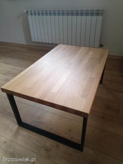Stolik kawowy ława dąb fornir solidny jak nowy loft drewno blat