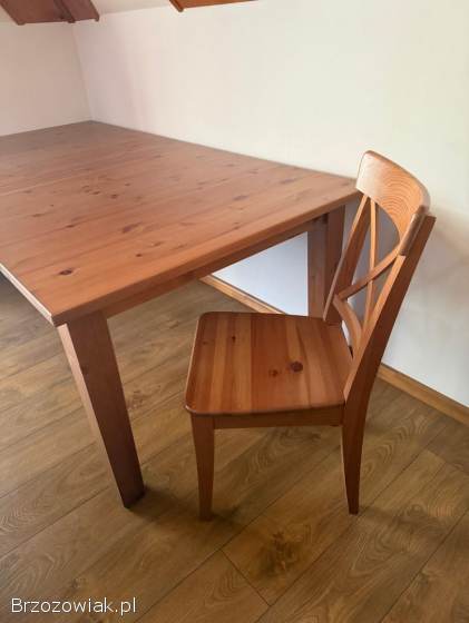 Stół rozkładany STORNAS Ikea,  sosna bejca patynowa + 6 krzeseł Rosentorp Ikea