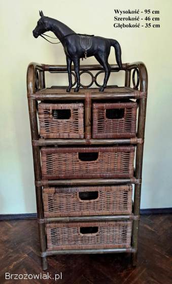 Meble rattanowe,  dwie sztuki,  komoda z szufladami,  boho,  łazienka,  przedpokój