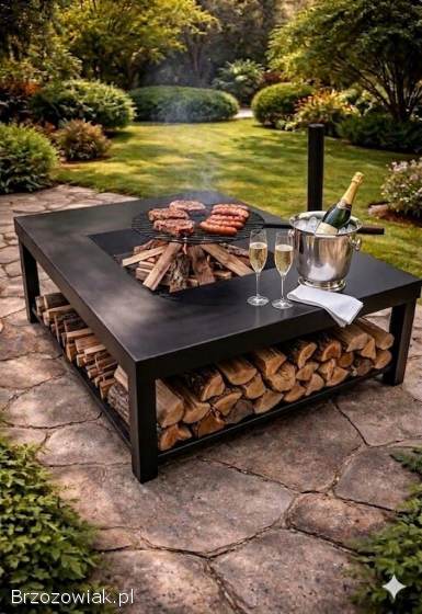 Grill ogrodowy 3w1 palenisko grill Santa Maria stół barowy stal