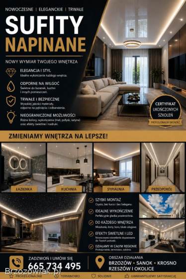 Napinane sufity I wykończenia wnętrz