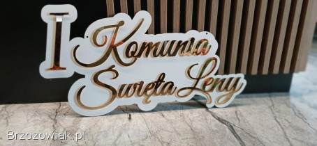 Dekoracje na Komunię: Personalizowane napisy 3D,  kielich