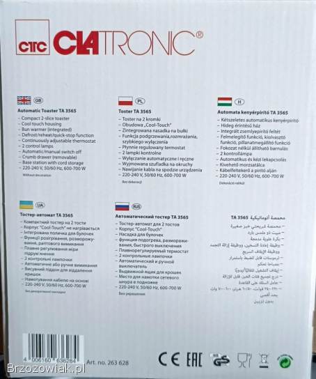 Toster Clatronic TA 3565 z rusztem – 700W