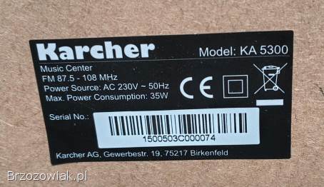 Karcher Wieża Stereo Tuner FM Srebrny CD Kaseta Winyl